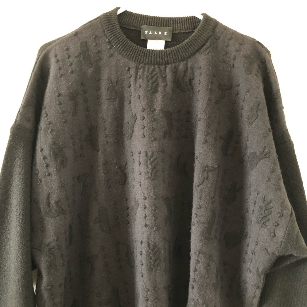 - Men’s Falke black knitted wool blend sweater size 54 texture 3D design f… - Picture 3 of 5